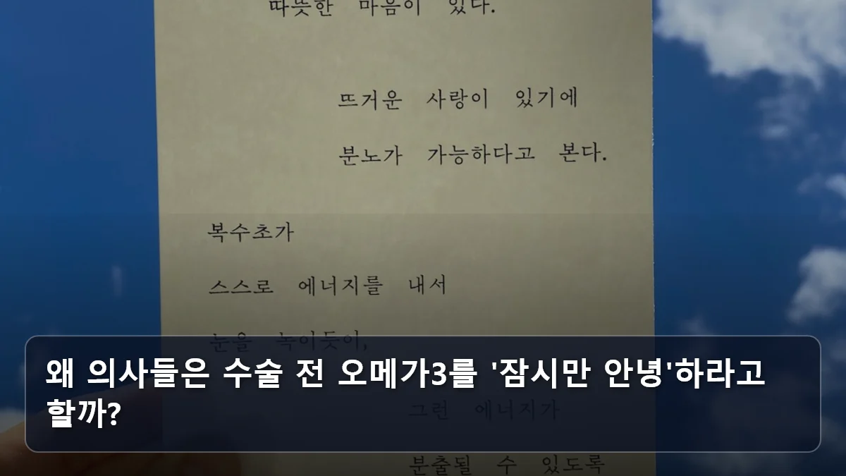 왜 의사들은 수술 전 오메가3를 '잠시만 안녕'하라고 할까? 관련 이미지